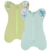 Dormlony muslin swaddle with 2-way zipper for easy diaper changes.