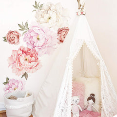 Dosminer detailed peony wall sticker for bedroom creates a serene focal point.