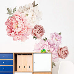 Dosminer white pink peony decal on doors or windows brightens spaces.