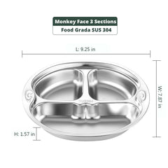 Doueat Monkey plate divided sections keeps foods separate for balanced meals.