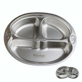 Doueat Monkey plate front view with cartoon shapes for kid-friendly meals.