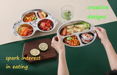 Doueat stainless steel kids plate showcases durability and easy cleaning.