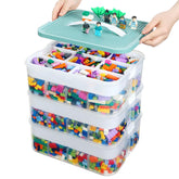 Douorgan 3-layer toy storage stackable with lids, ideal for Lego sorting.