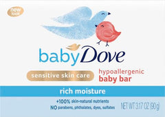 Dove Baby Bar Rich Moisture, foamy lather image, ideal for soothing bath time.