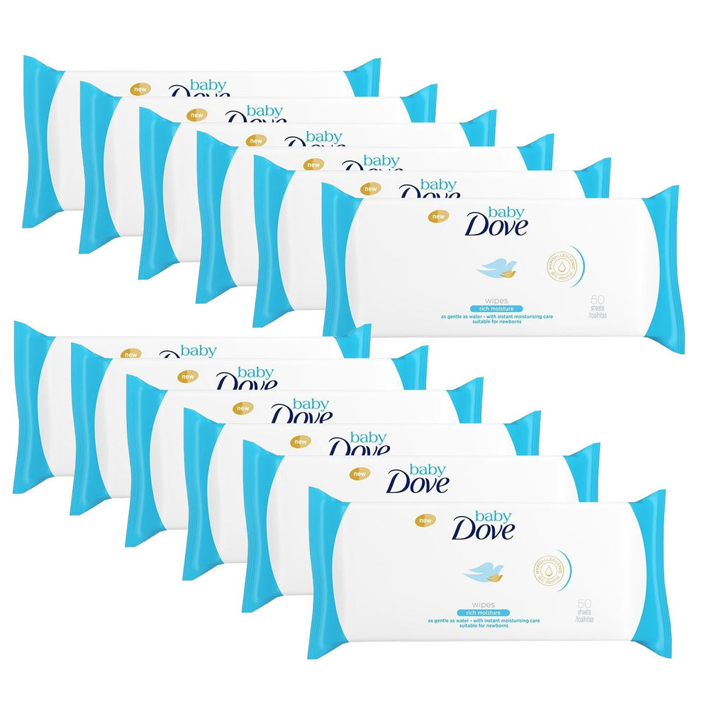 Dove Baby Wipes Rich Moisture pack for gentle cleansing and on-the-go hydration.