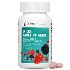 Dr. Berg Kids Chewables mixed berry wafers packaging for easy daily nutrition.