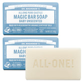 Dr. Bronner's Baby Unscented Bar lather for gentle cleansing