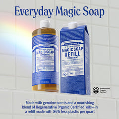 Peppermint castile soap lather close-up highlighting refreshing cleansing.