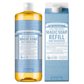 Dr. Bronner's Pure-Castile soap bottle showing versatile cleansing
