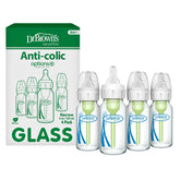 Dr. Brown's Anti-Colic glass bottle narrow front view aids easy grip during feeds