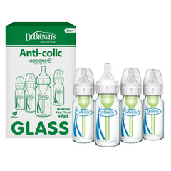 Dr. Brown's Anti-Colic glass bottle narrow front view aids easy grip during feeds
