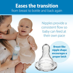 Dr. Brown's breastlike nipple close-up for a natural-feeding feel.