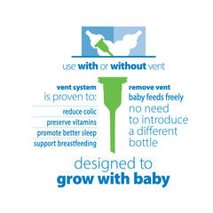 Dr. Brown's Level 1 slow-flow nipple controlling feeding pace.
