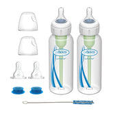 Dr. Brown's Medical Specialty Feeding System 2-pack bottles offer steady flow for infant comfort.