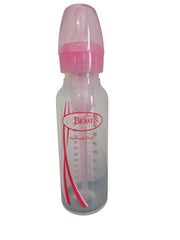 Dr. Brown's narrow pink 8oz bottle with internal vent system for comfortable feeding