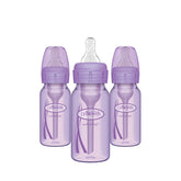 Dr. Brown's natural flow narrow bottle with lavender cap in a 4 oz three-pack for calm feeding