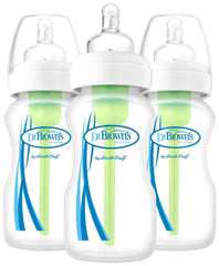 Dr. Brown's Options wide-neck bottle with vent system supports calmer feeds and nutrient preservation.