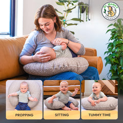 Dr. Mama's Organics nursing pillow with side-edge zipper for easy use on either side.