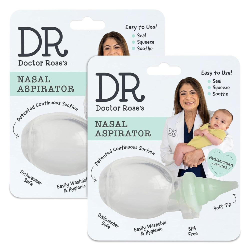 Dr. Rose's nasal aspirator dual suction in action on a baby