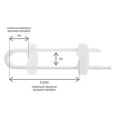 Dreambaby sliding locks fitted to a D-shaped handle for quick safety.