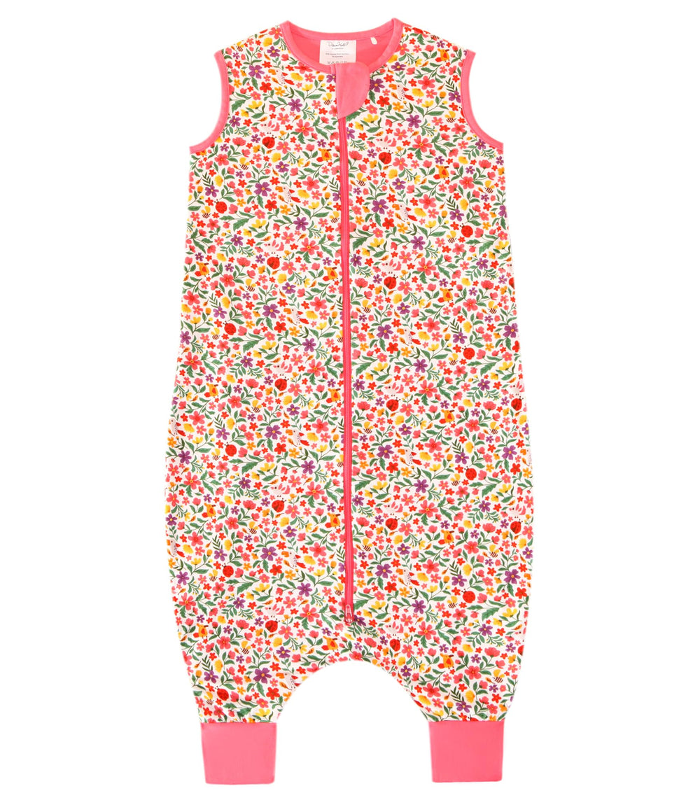 DreamHalo toddler sleep sack with floral bamboo fabric shown from the front for a cozy fit.
