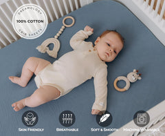 Dreamology crib sheets close-up fabric texture highlighting breathable cotton for baby comfort
