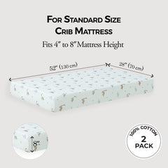 Dreamology deep-pocket eight-inch close-up shows secure snug fit on standard crib mattress.