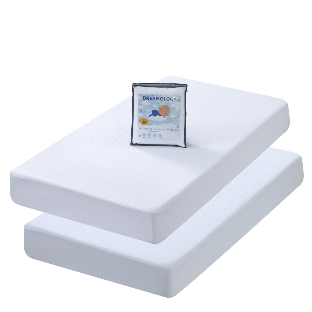 Dreamology mini crib protector with waterproof TPU coating for dry mattress