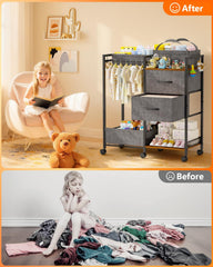 DreamPine rolling nursery cart glides easily with 360-degree wheels.