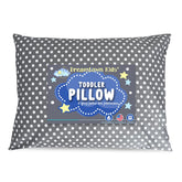 Dreamtown Kids toddler pillow with grey polka dot offering soft nap-time support.