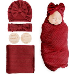 DRESHOW BQUBO 4pc swaddle blanket set with accessories, soft and secure wrap