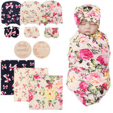 DRESHOW BQUBO floral swaddle blanket showcases soft fabric for delicate newborn comfort.