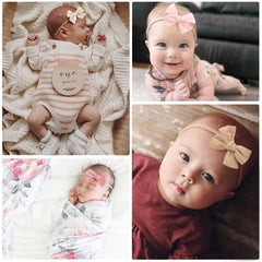 DRESHOW BQUBO handmade fabric bows add delicate charm to baby hairstyles.