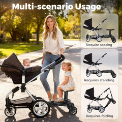 Drizzlen stroller board adjustable height demonstrating customizable standing space