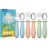 DRKIO toddler utensils set in three colors encourages independent self-feeding and meal-time curiosity