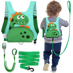 Dr.meter dinosaur design harness worn as a backpack with secure pocket