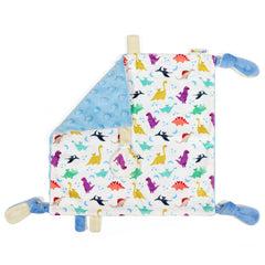 Dr.Rapeti tag security blanket dinosaur front view, ultra-soft cashmere for calming baby.