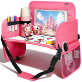 Drsvabze leather kids travel tray on car seat with raised edges for stability