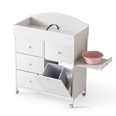 DTK Baby Dresser with Changing Table Top in white, offering convenient diaper changes within reach.