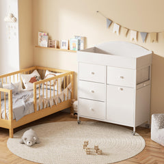 DTK Tile-Out Trash Cabinet helps tidy disposal during diaper changes.