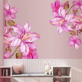 DTLIFEK giant pink flowers wall decal brightens walls for a playful bedroom
