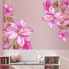 DTLIFEK giant pink flowers wall decal brightens walls for a playful bedroom