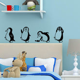 DTLIFEK penguin wall sticker four-pack on a smooth wall for kids' room decor