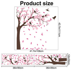 DTLIFEK pink flower tree wall decal creates a calming focal point in kids' rooms.