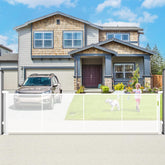 Dueelala 160in-wide retractable gate extended to fit large openings, safely.