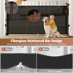 Dueelala 41-inch tall wide gate in doorway demonstrates secure barrier for kids and pets.