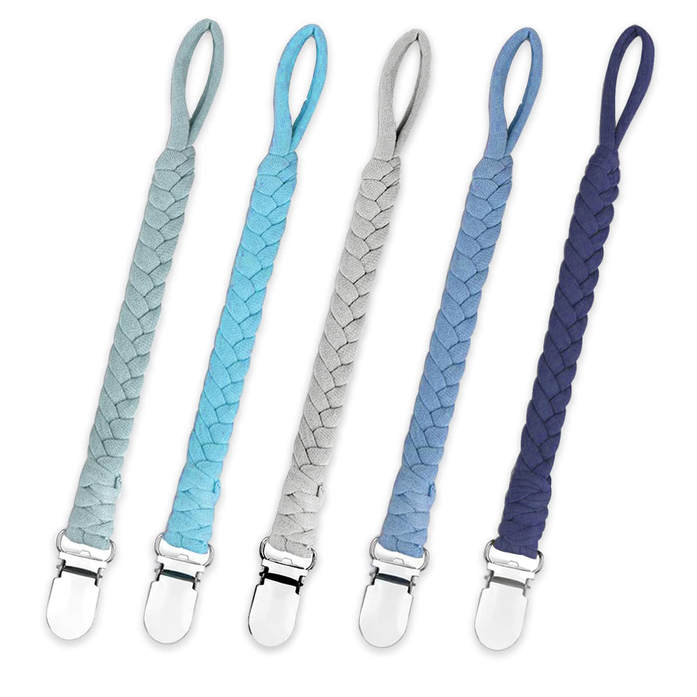 Duludulu braided pacifier clip with colorful braids keeps pacifier handy and stylish.