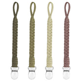 Duludulu braided pacifier clip in green keeps pacifier secure and within reach