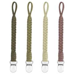 Duludulu braided pacifier clip in green keeps pacifier secure and within reach