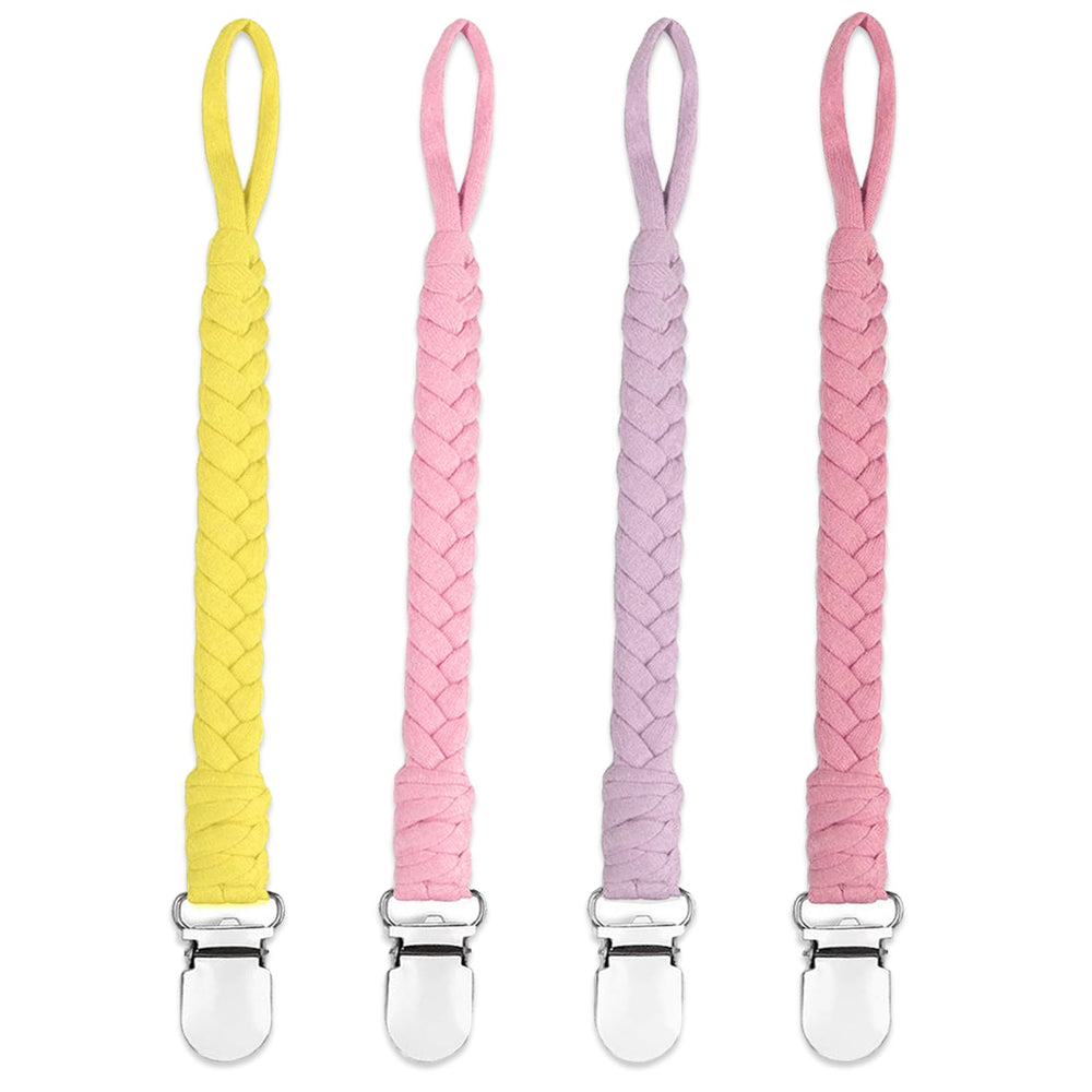 duludulu braided pacifier clip yellow 4-pack keeps pacifiers secure and within reach